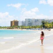 Tourist on beach in Puerto Rico